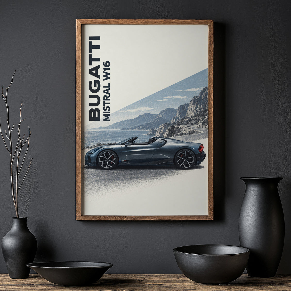 Vintage Bugatti Print, Supercar Wall Art