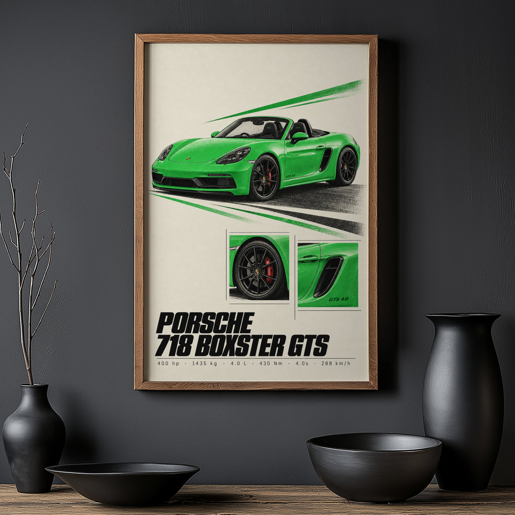 Vintage Porsche Boxster GTS Print, Car Wall Art