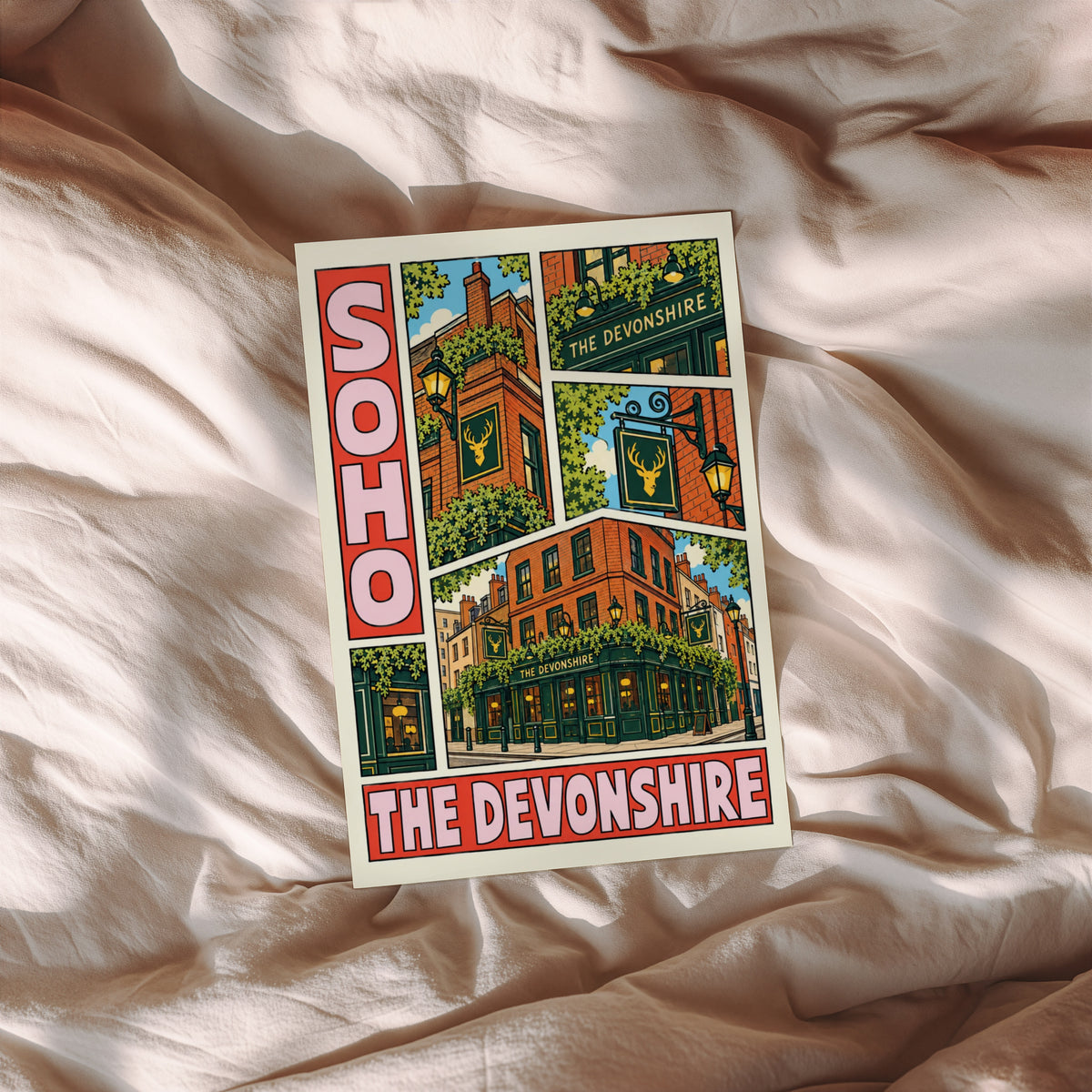 Vintage Soho London Pub Poster, Devonshire Pub Print