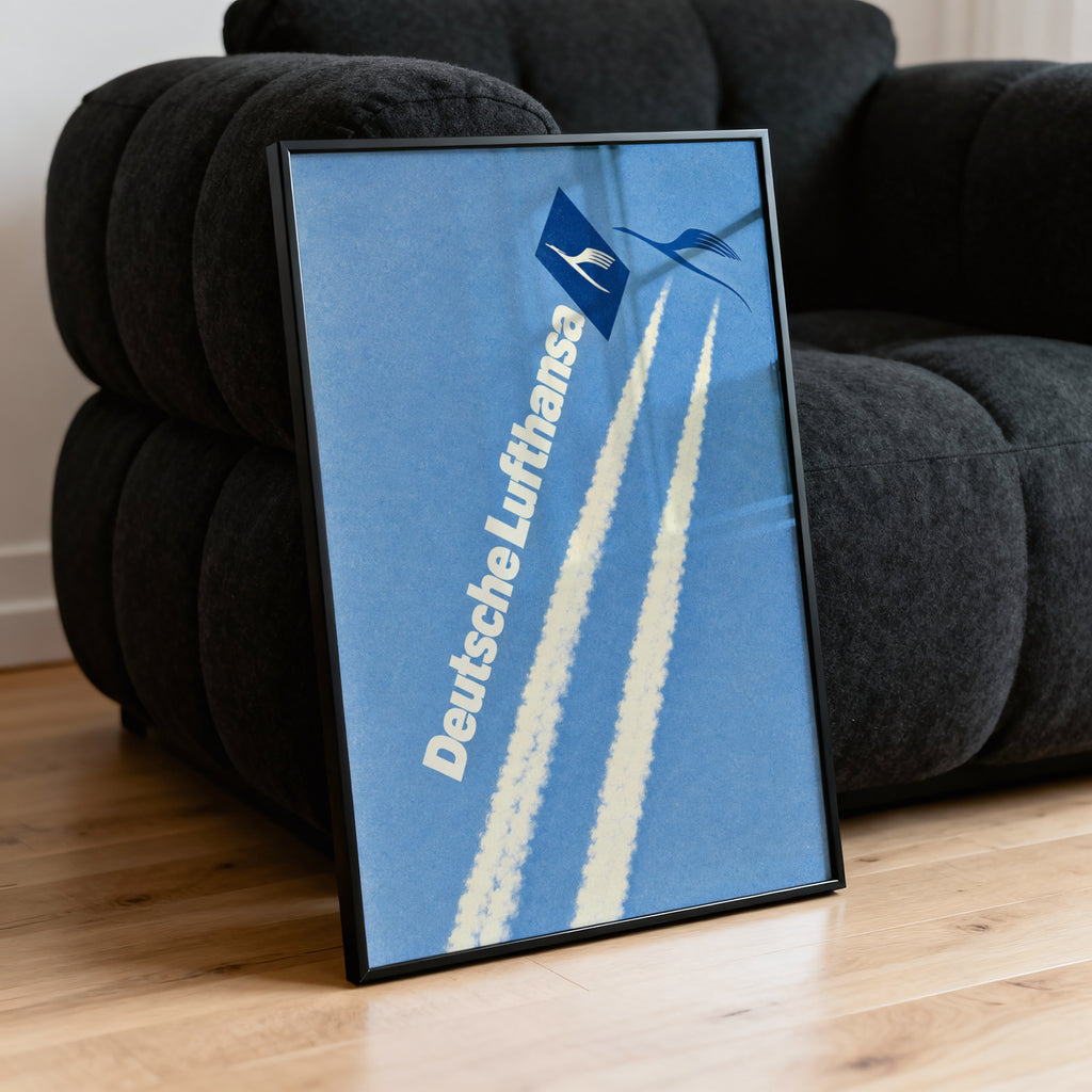 Vintage Lufthansa Poster, Aviation Wall Art, Airline Print