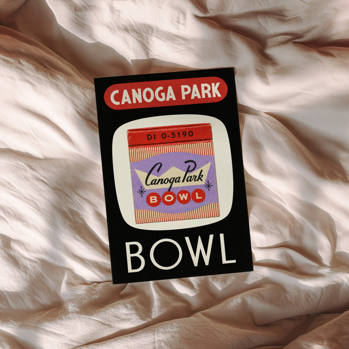 Vintage Bowling Alley Poster, Matchbook Wall Art Print