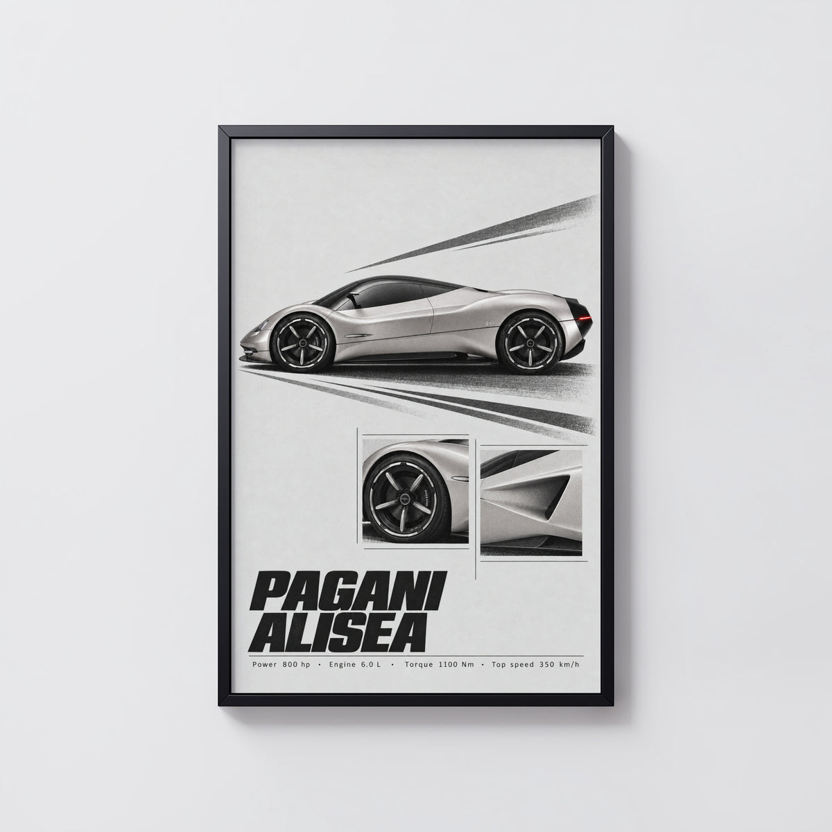 Vintage Pagani Alisea Print, Car Poster, Supercar Art