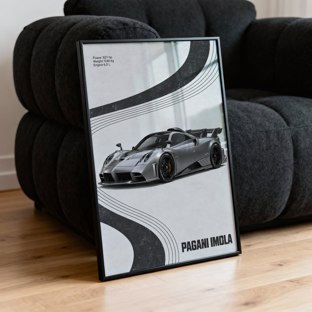 Vintage Pagani Imola Print, Supercar Wall Art