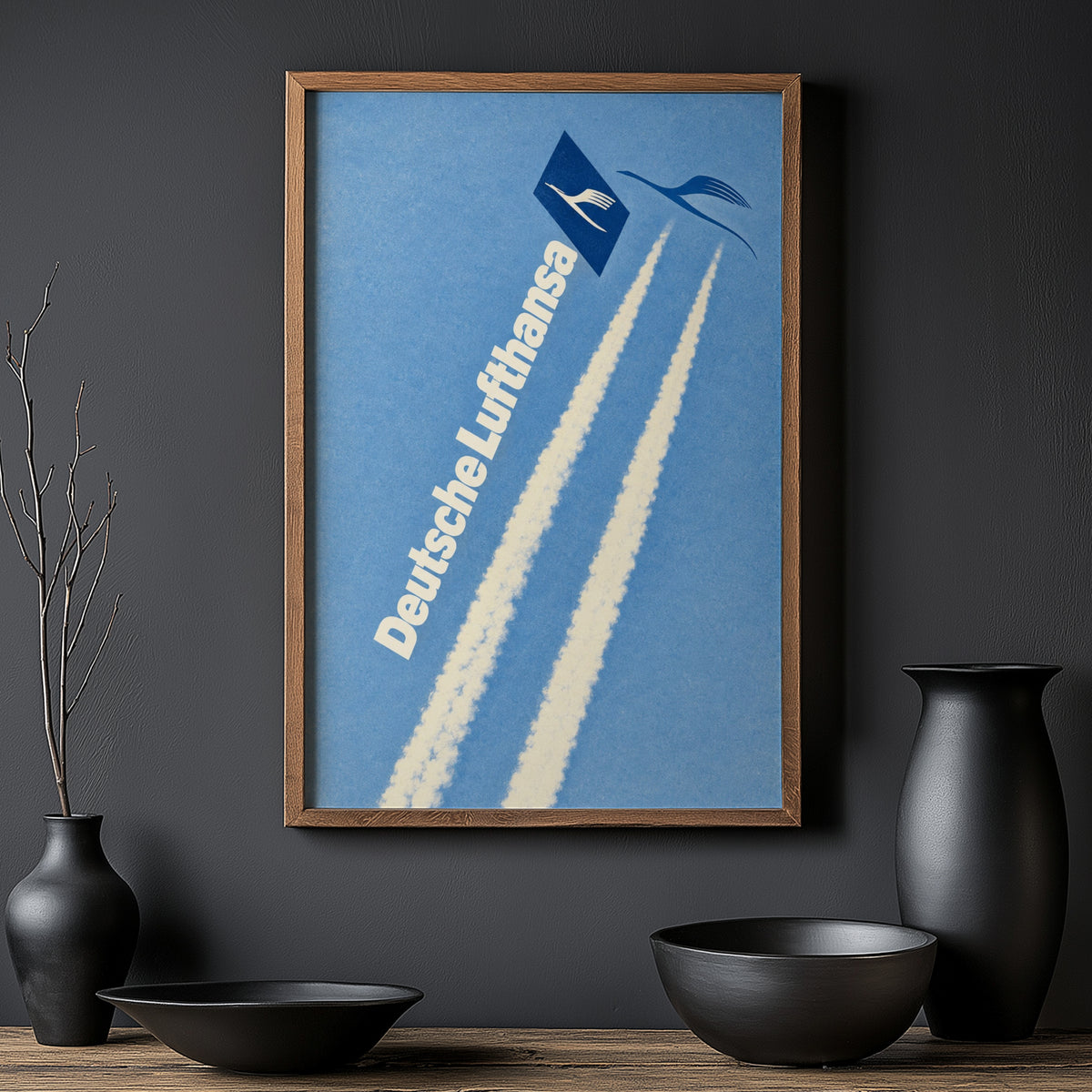 Vintage Lufthansa Poster, Aviation Wall Art, Airline Print