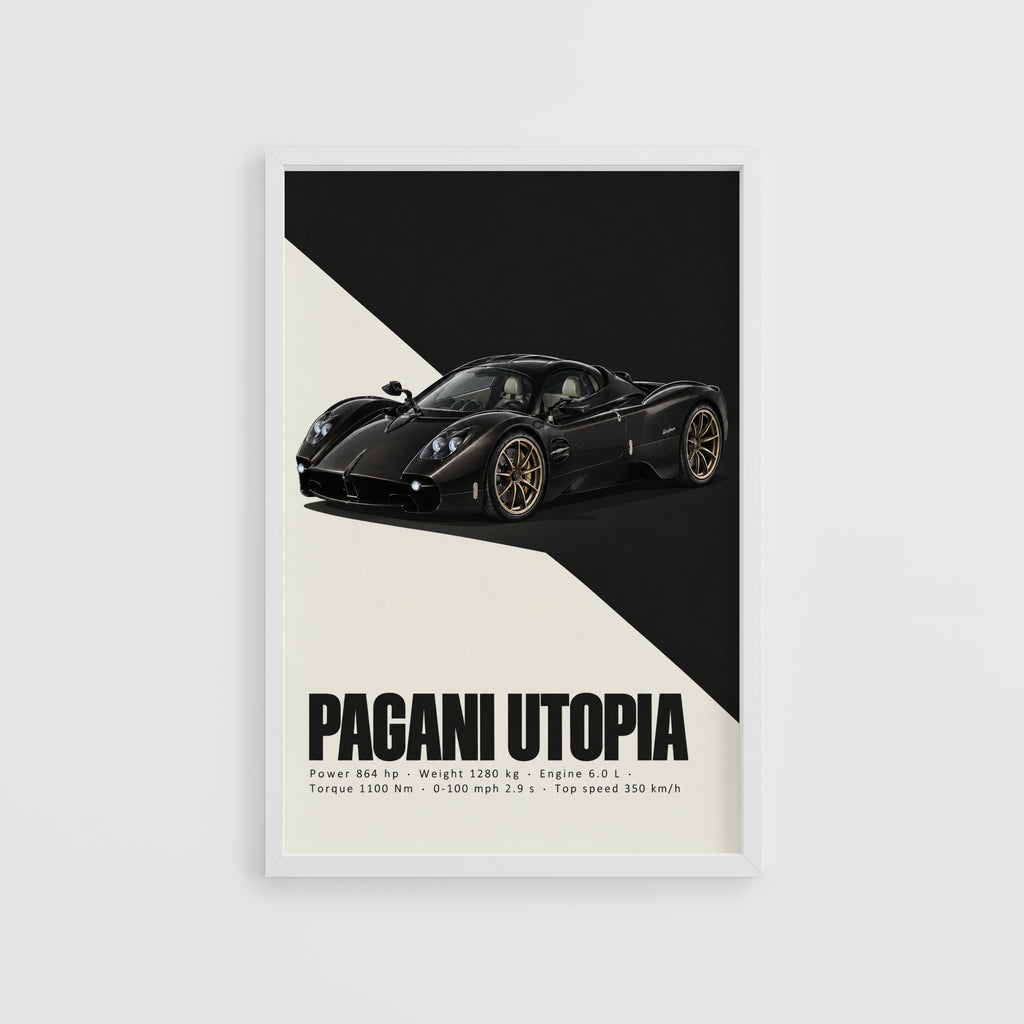 Vintage Pagani Utopia Print, Supercar Wall Art