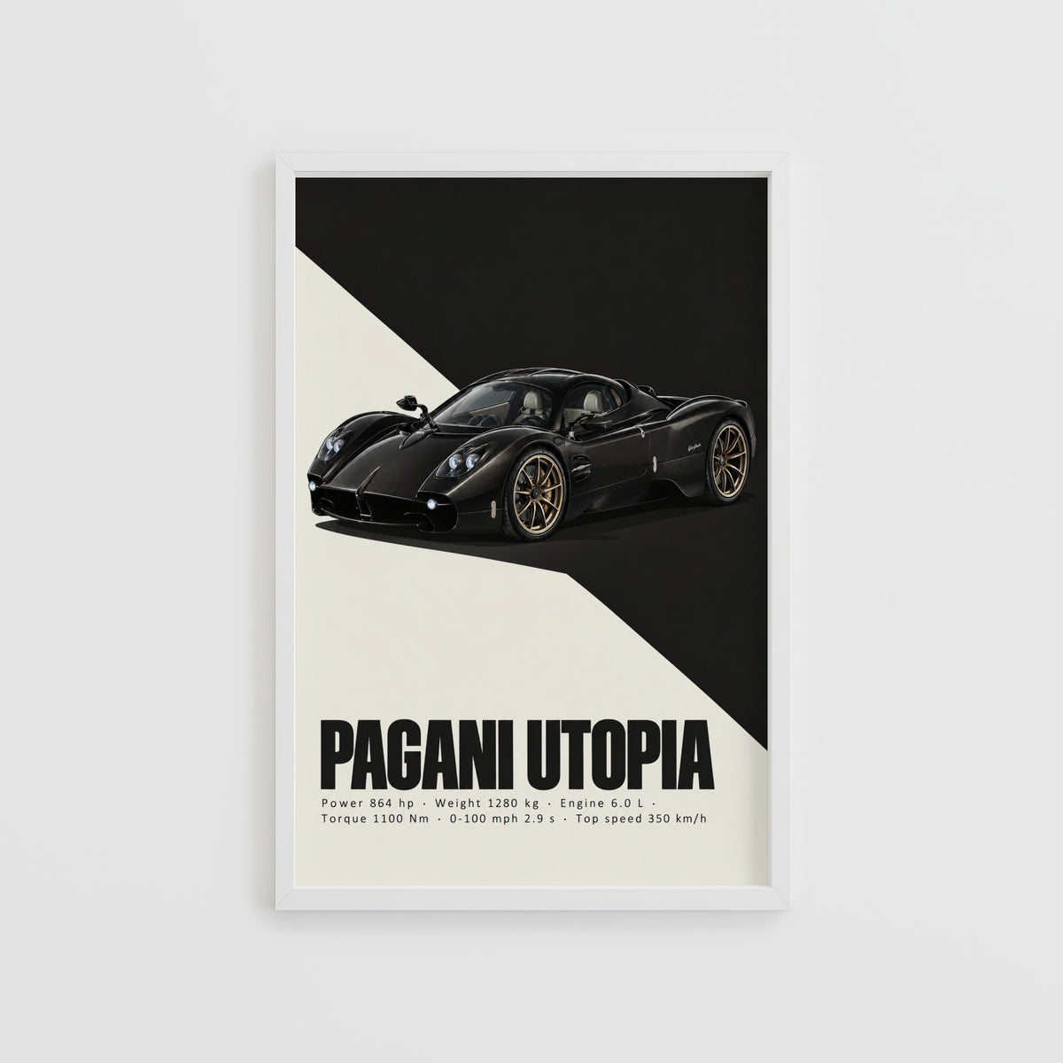 Vintage Pagani Utopia Print, Supercar Wall Art