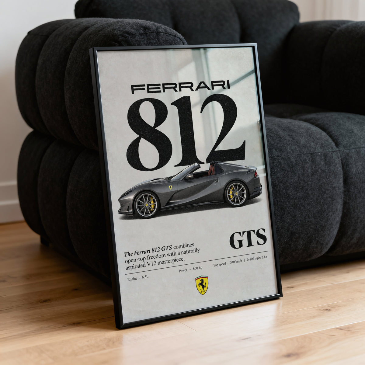 Vintage Ferrari 812 GTS Print, Supercar Wall Art
