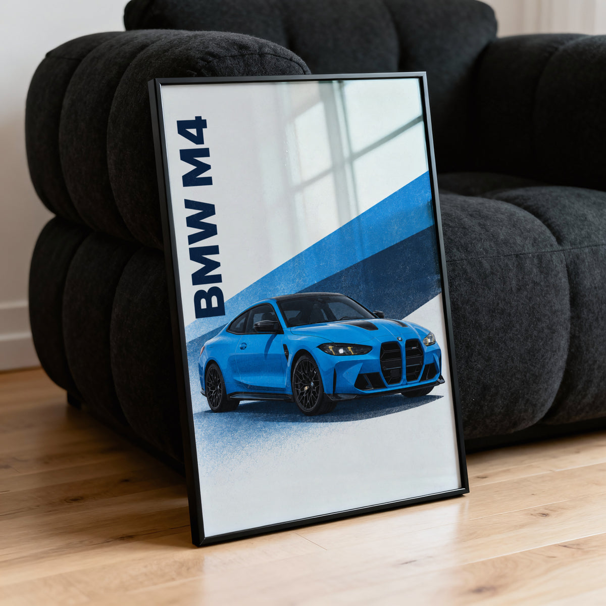 Vintage BMW M4 Print, Blue Car Wall Art