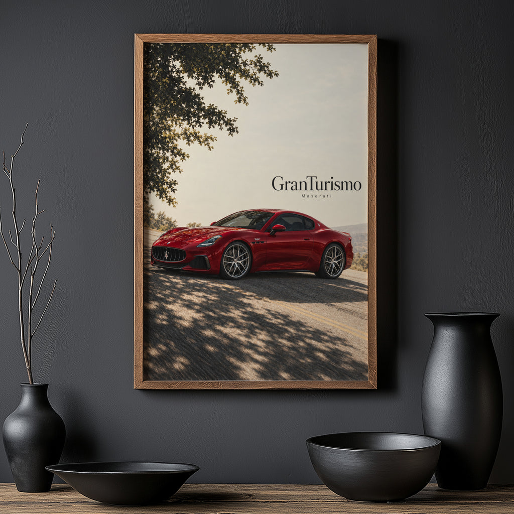 Vintage Maserati GranTurismo Print, Red Coupe Art