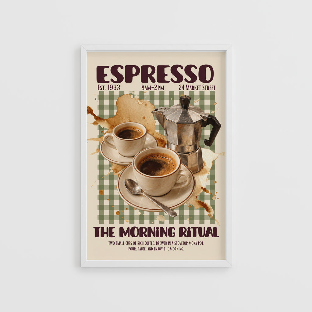 Vintage Espresso Print, Coffee Poster, Kitchen Wall Art