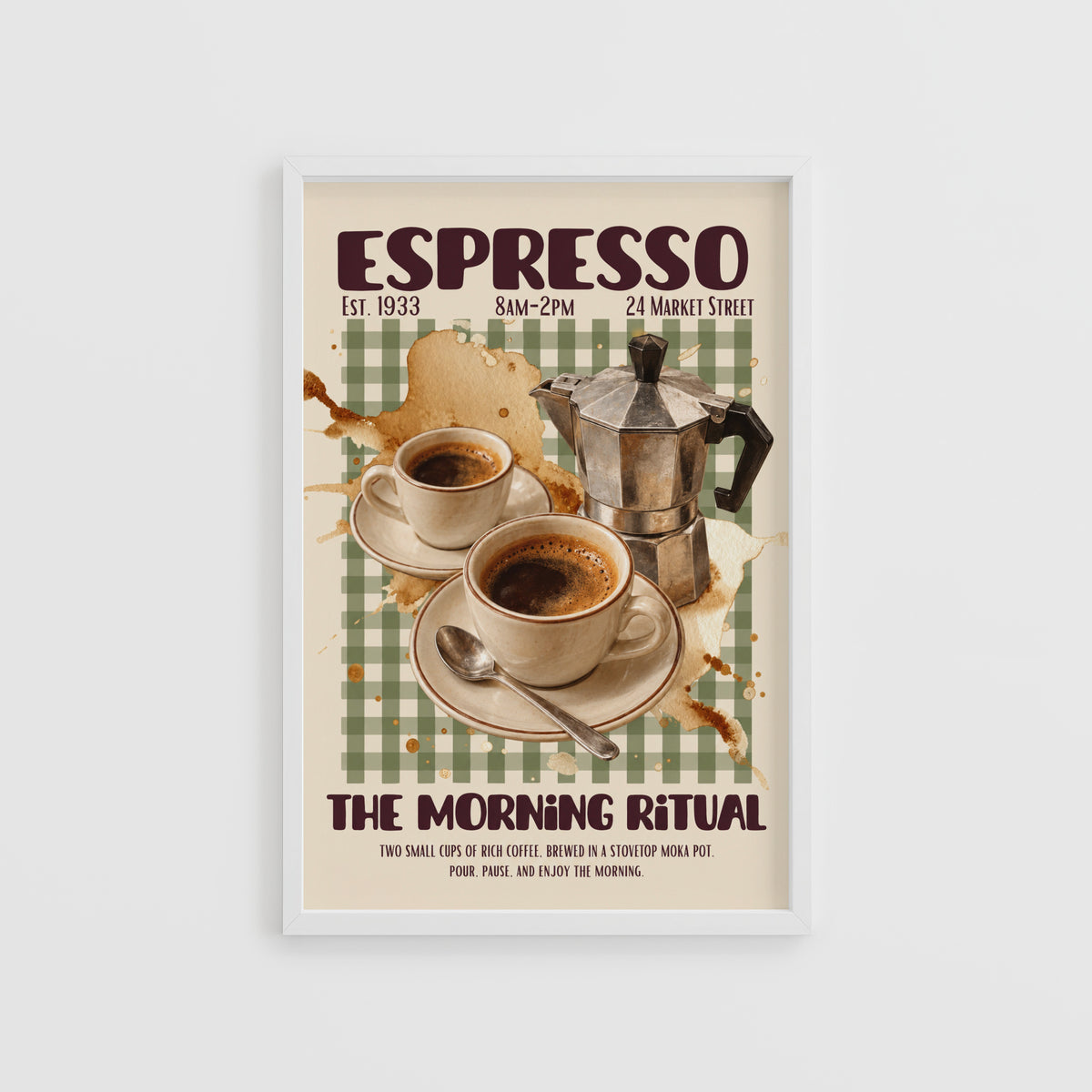 Vintage Espresso Print, Coffee Poster, Kitchen Wall Art