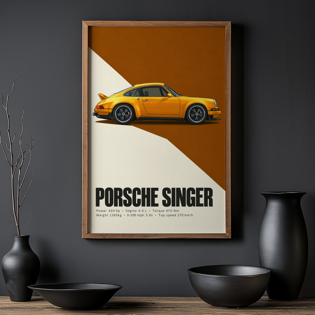 Vintage Porsche Singer Car Print, Wall Art