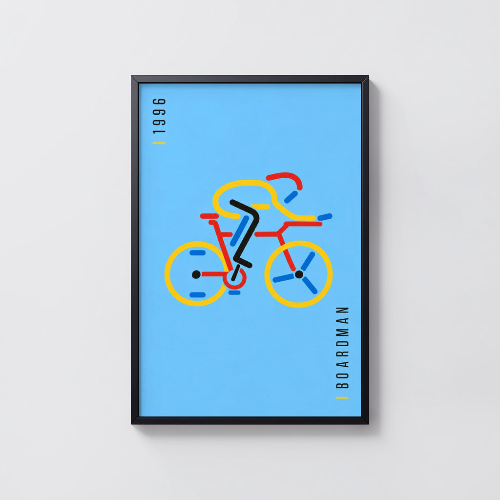Vintage Cyclist Poster, Retro Bike Wall Art, 1996 Print