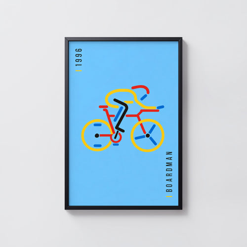 Vintage Cyclist Poster, Retro Bike Wall Art, 1996 Print