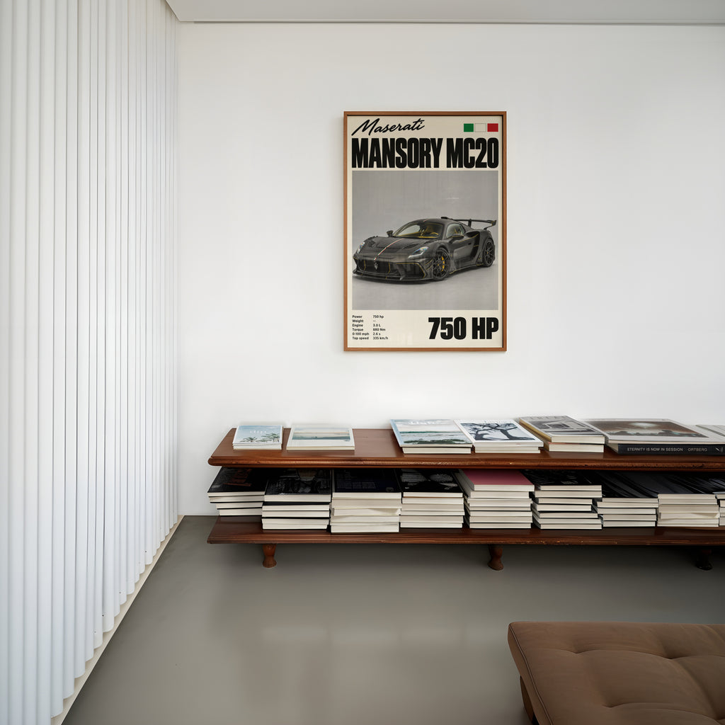 Vintage Print, Maserati MC20 Supercar Wall Art