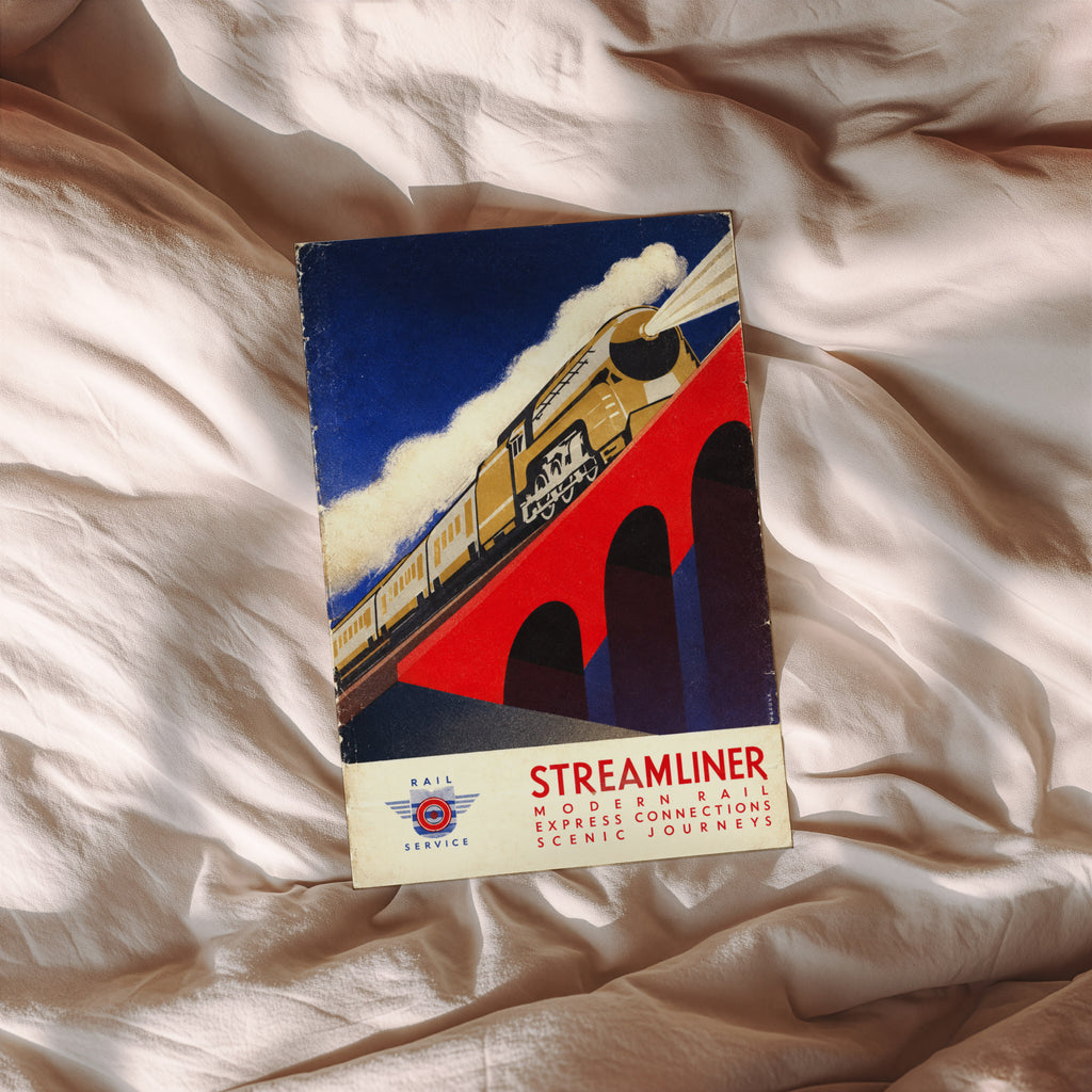 Vintage Art Deco Streamliner Train Print Poster Rail
