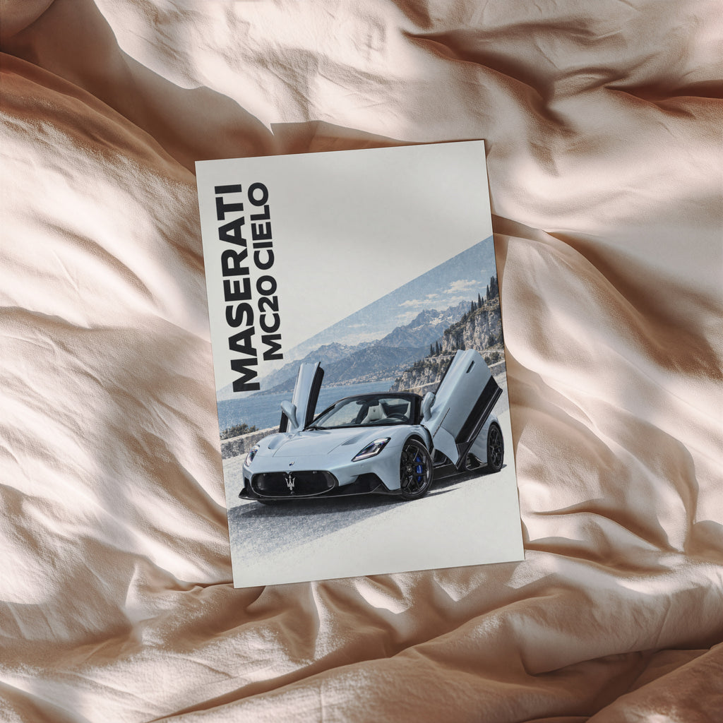 Vintage Maserati MC20 Cielo Print, Car Wall Art