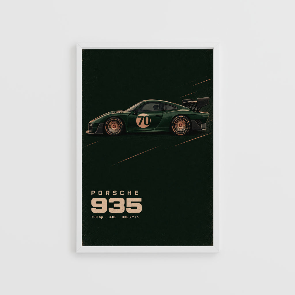 Vintage Porsche 935 Print, Racing Car Wall Art
