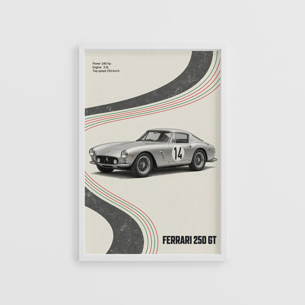 Vintage Ferrari 250 GT Print, Car Wall Art