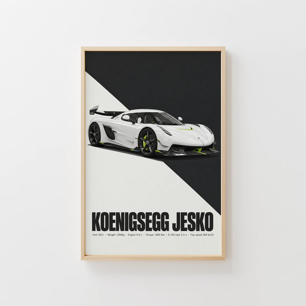 Vintage Koenigsegg Jesko Print, Hypercar Wall Art