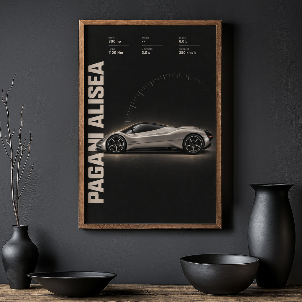 Vintage Pagani Alisea Print, Supercar Art