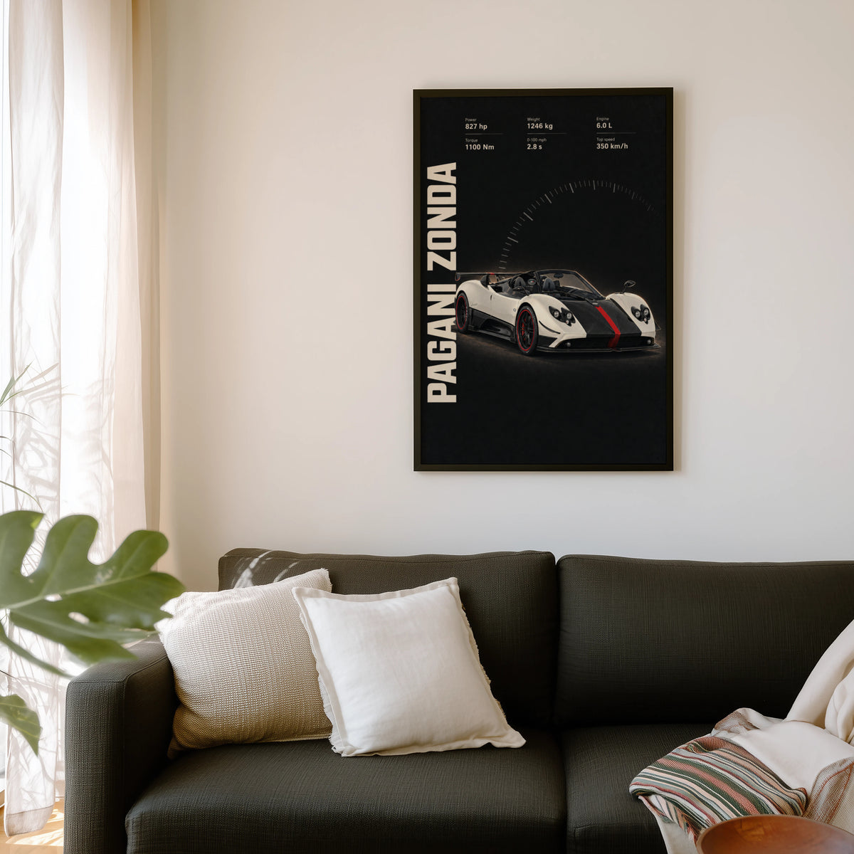 Vintage Pagani Zonda Print, Supercar Wall Art