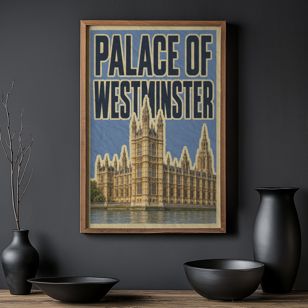 Vintage Palace of Westminster Poster, London Wall Art Print