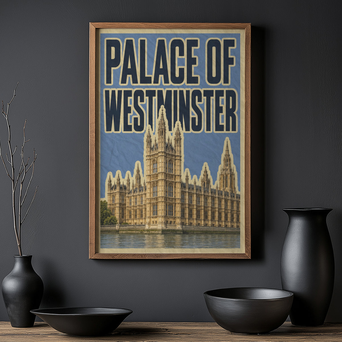 Vintage Palace of Westminster Poster, London Wall Art Print