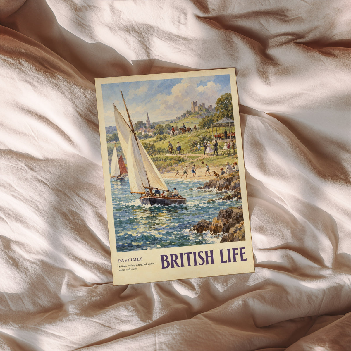 Vintage British Life Poster, Seaside Sailing Wall Art Print