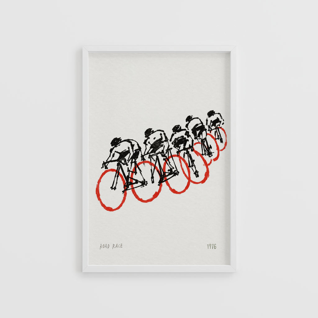 Vintage Cycling Poster, Road Race Wall Art, 1976 Print