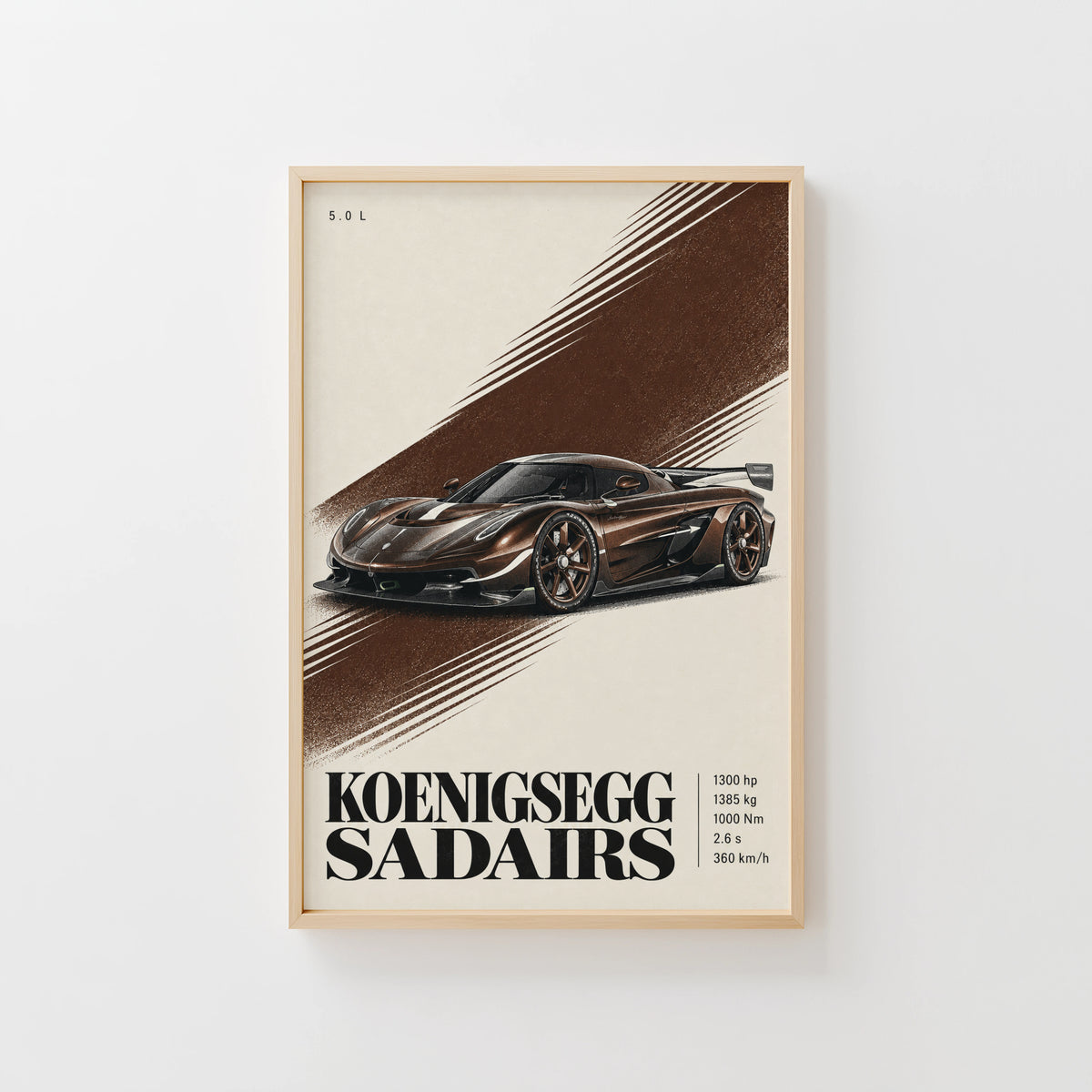 Vintage Koenigsegg Sadairs Print, Hypercar Wall Art