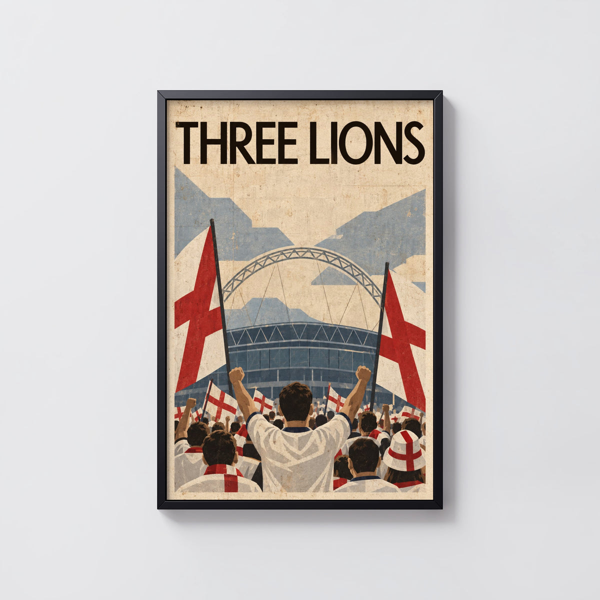 Vintage England Football Poster, Wembley Wall Art