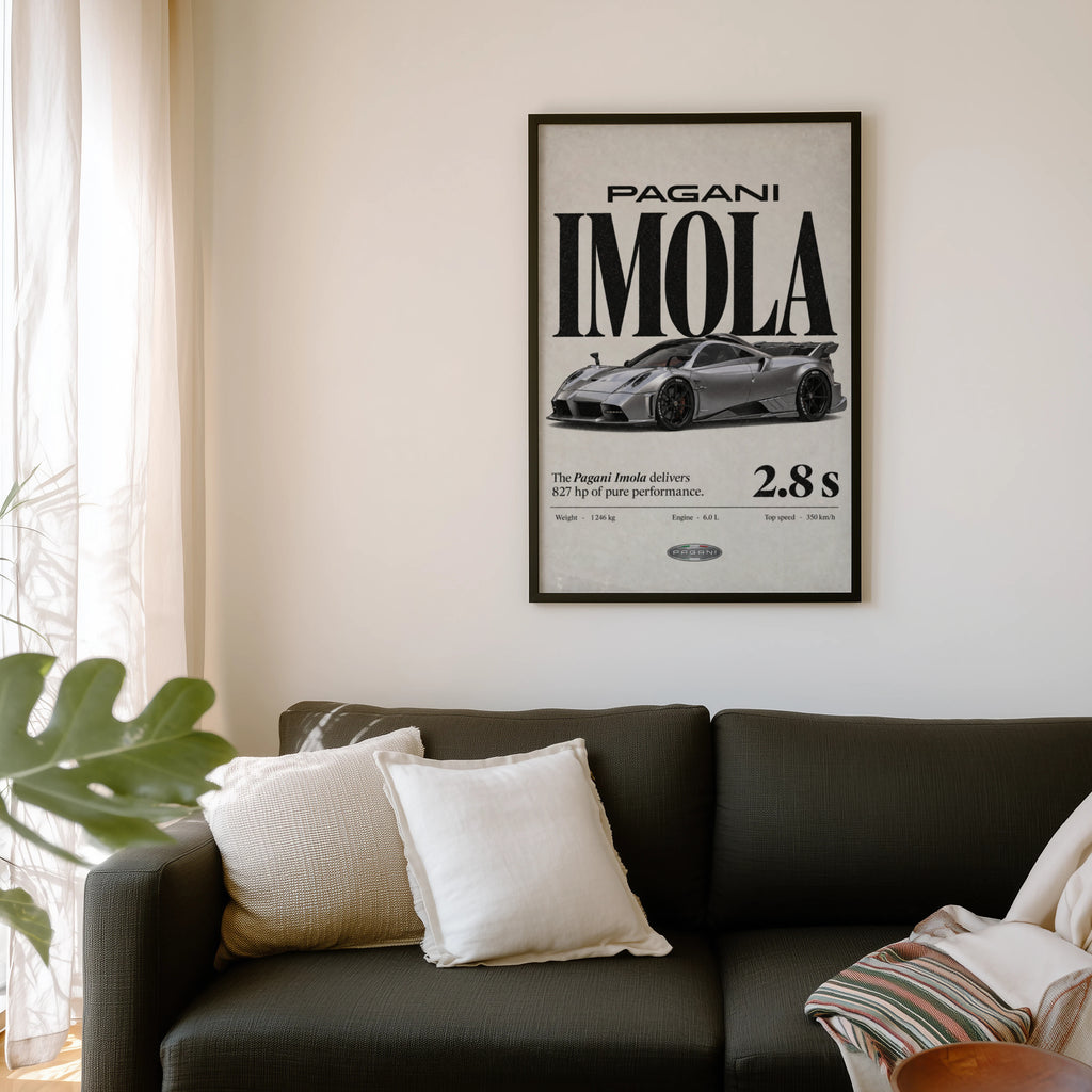 Vintage Pagani Imola Print, Supercar Wall Art