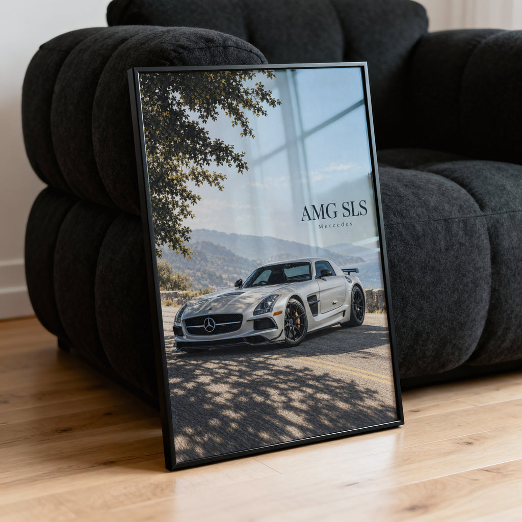 Vintage Mercedes AMG SLS Print, Car Wall Art