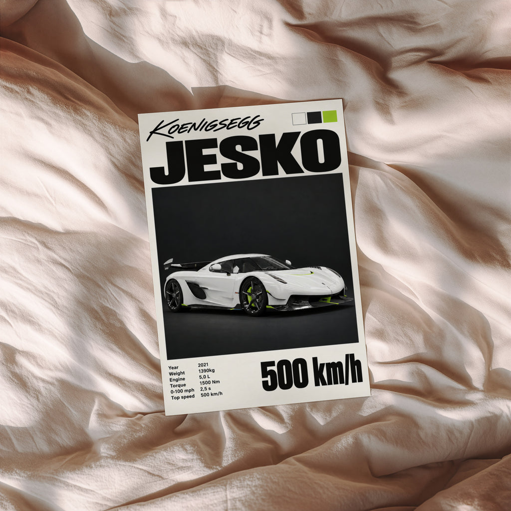 Vintage Koenigsegg Jesko Print, Hypercar Wall Art