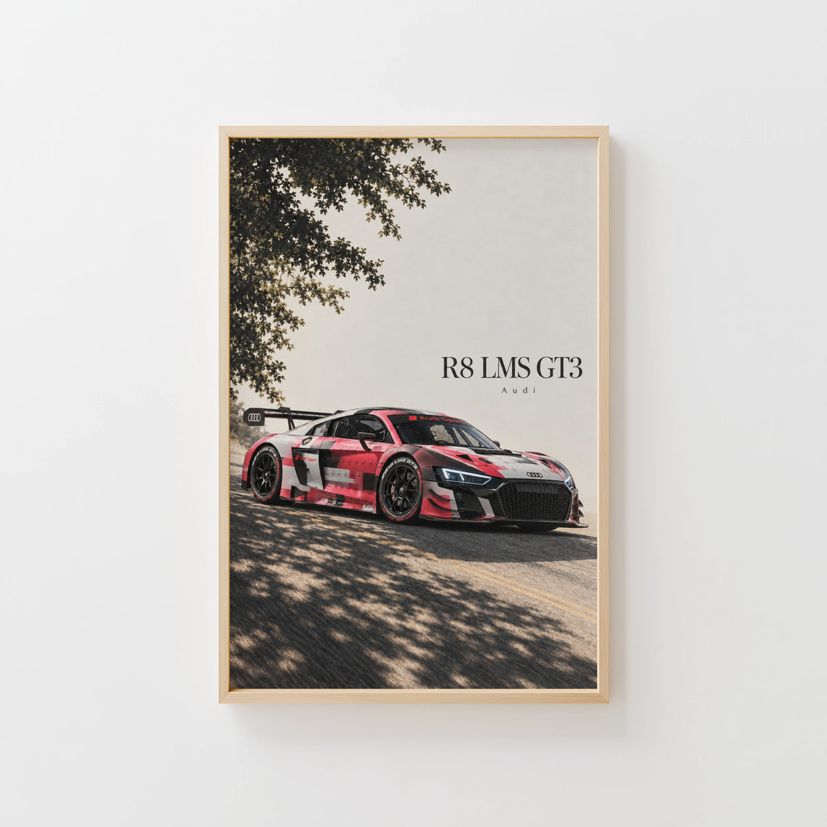 Vintage Audi R8 LMS GT3 Print, Race Car Poster