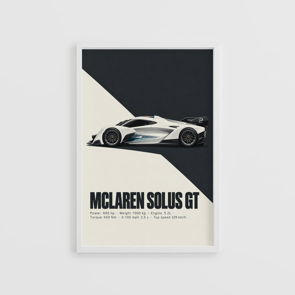 Vintage McLaren Solus GT Print, Car Wall Art