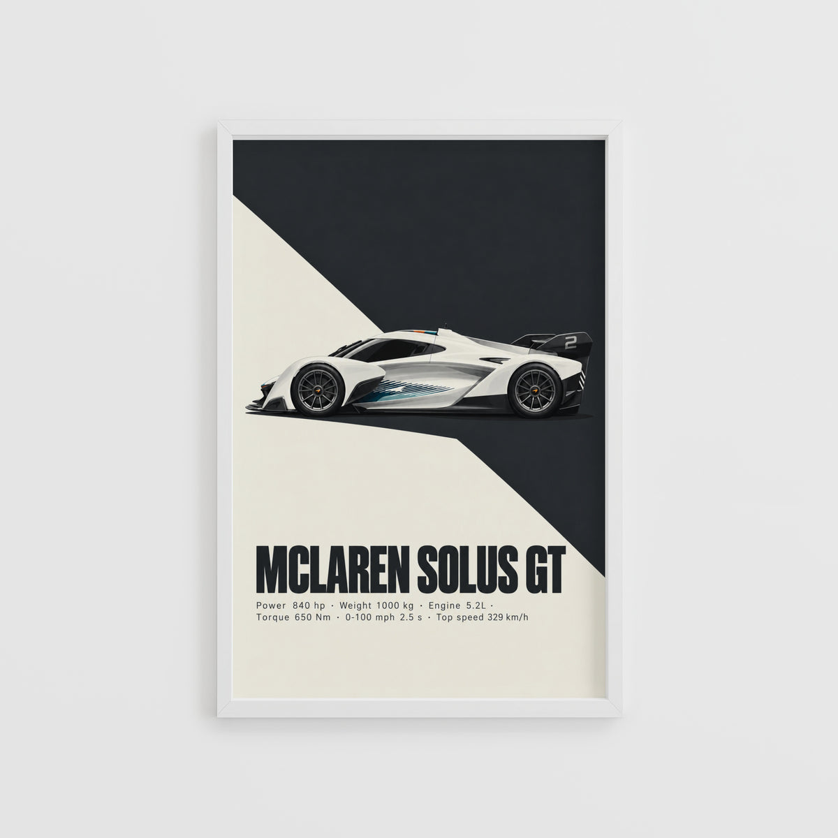 Vintage McLaren Solus GT Print, Car Wall Art