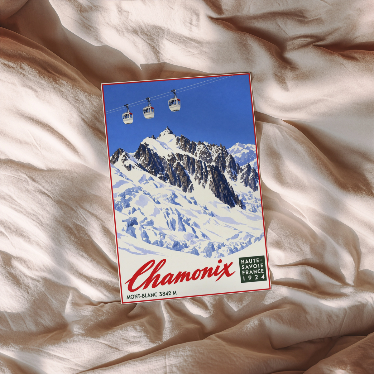 Vintage 1924 Chamonix Mont Blanc Print, Ski Poster