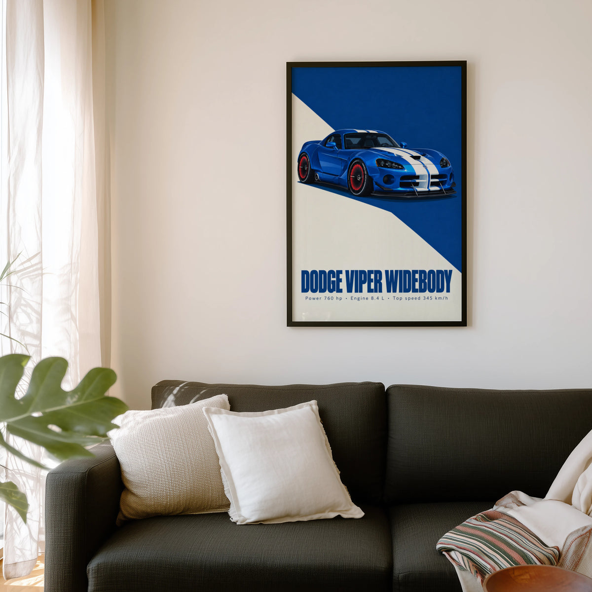 Vintage Dodge Viper Widebody Print, Supercar Art