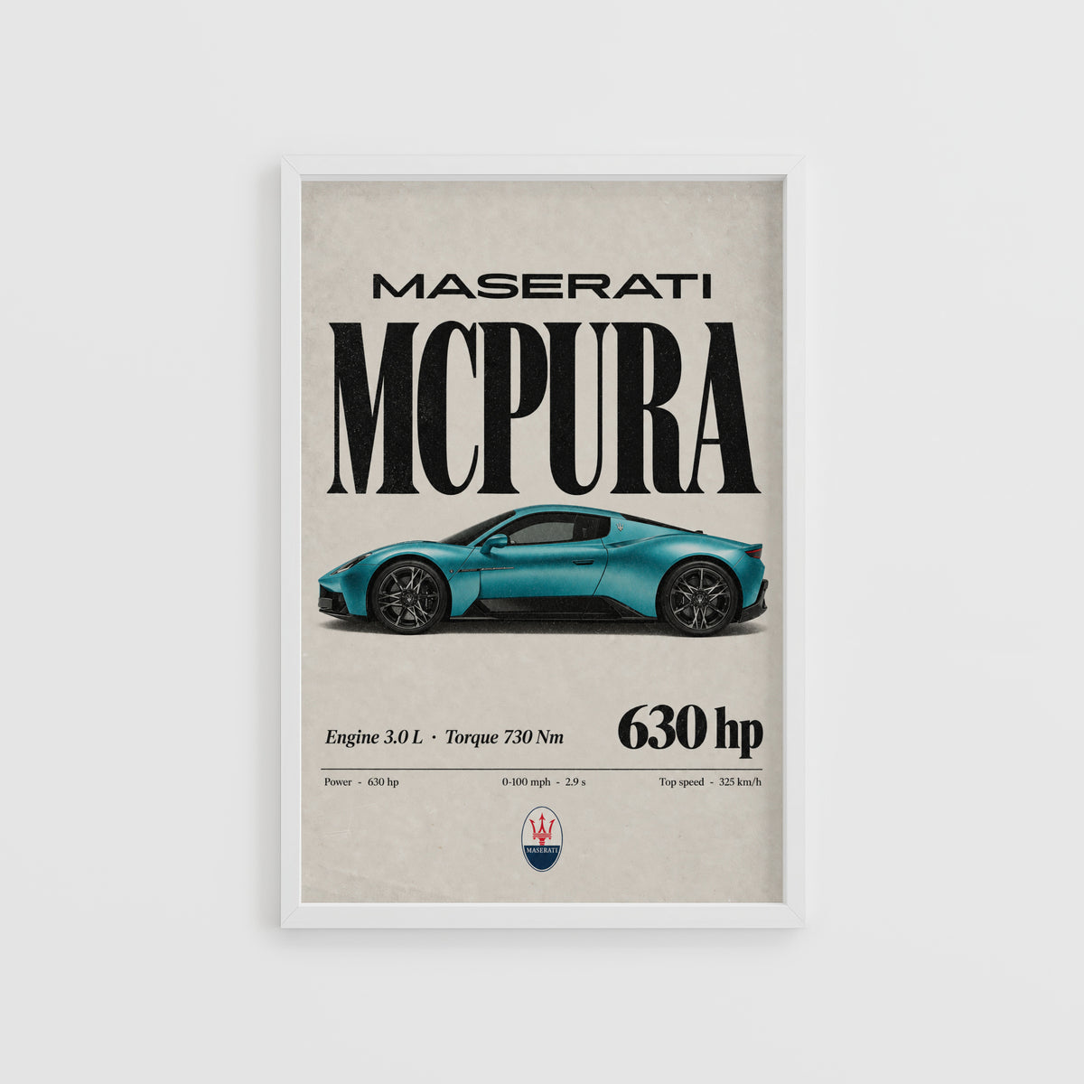 Vintage Maserati MCPura Print, Car Wall Art