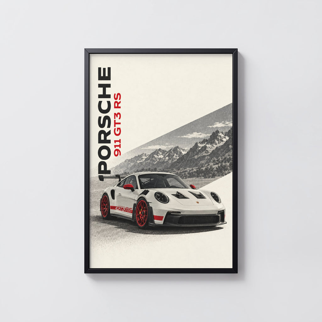 Vintage Porsche 911 GT3 RS Print, Car Poster Wall Art