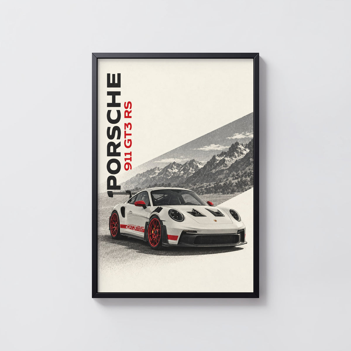 Vintage Porsche 911 GT3 RS Print, Car Poster Wall Art