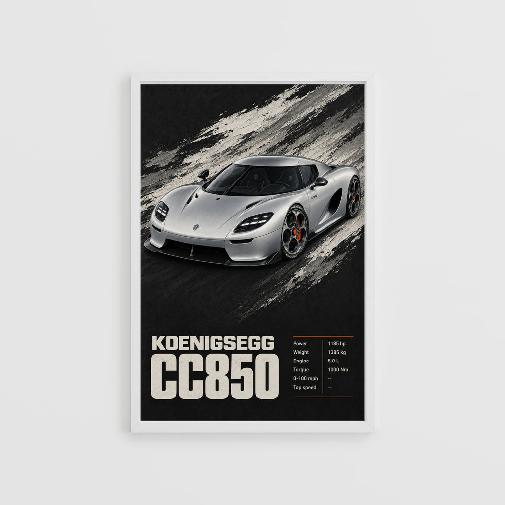 Vintage Koenigsegg CC850 Print, Supercar Wall Art