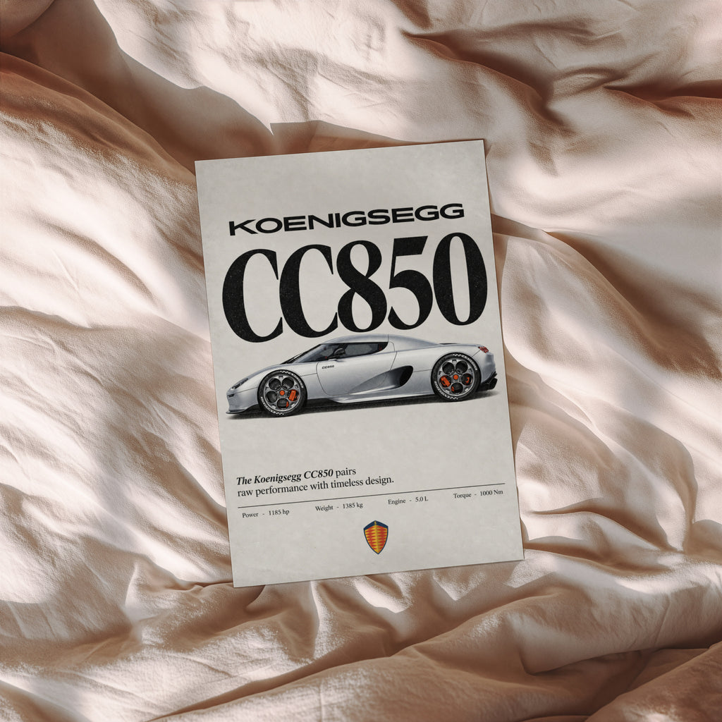 Vintage Koenigsegg CC850 Print, Supercar Wall Art