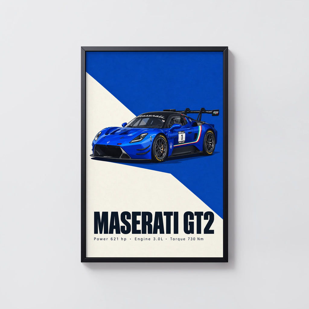 Vintage Maserati GT2 Race Car Print, Wall Art