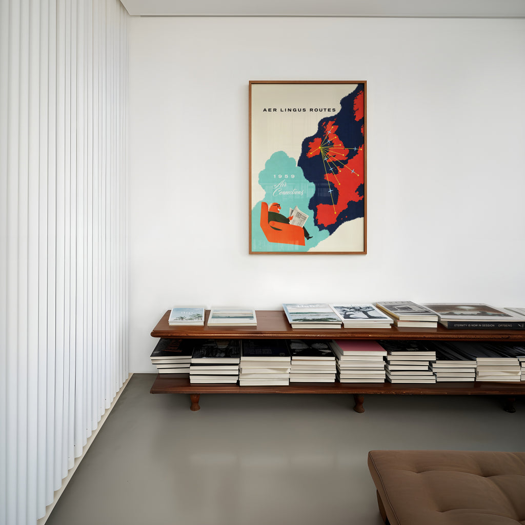 Vintage Aer Lingus Poster, Airline Map Wall Art Print