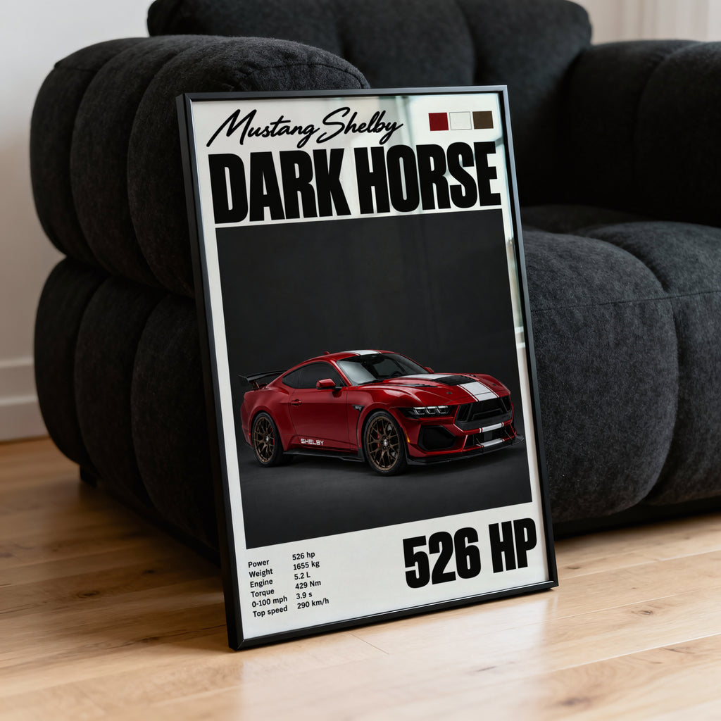 Vintage Print, Mustang Shelby Dark Horse Car Art