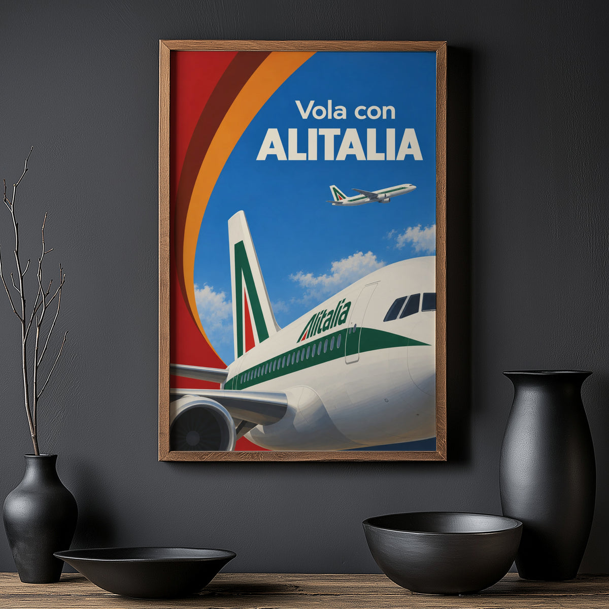 Vintage Alitalia Aircraft Poster, Retro Airline Print