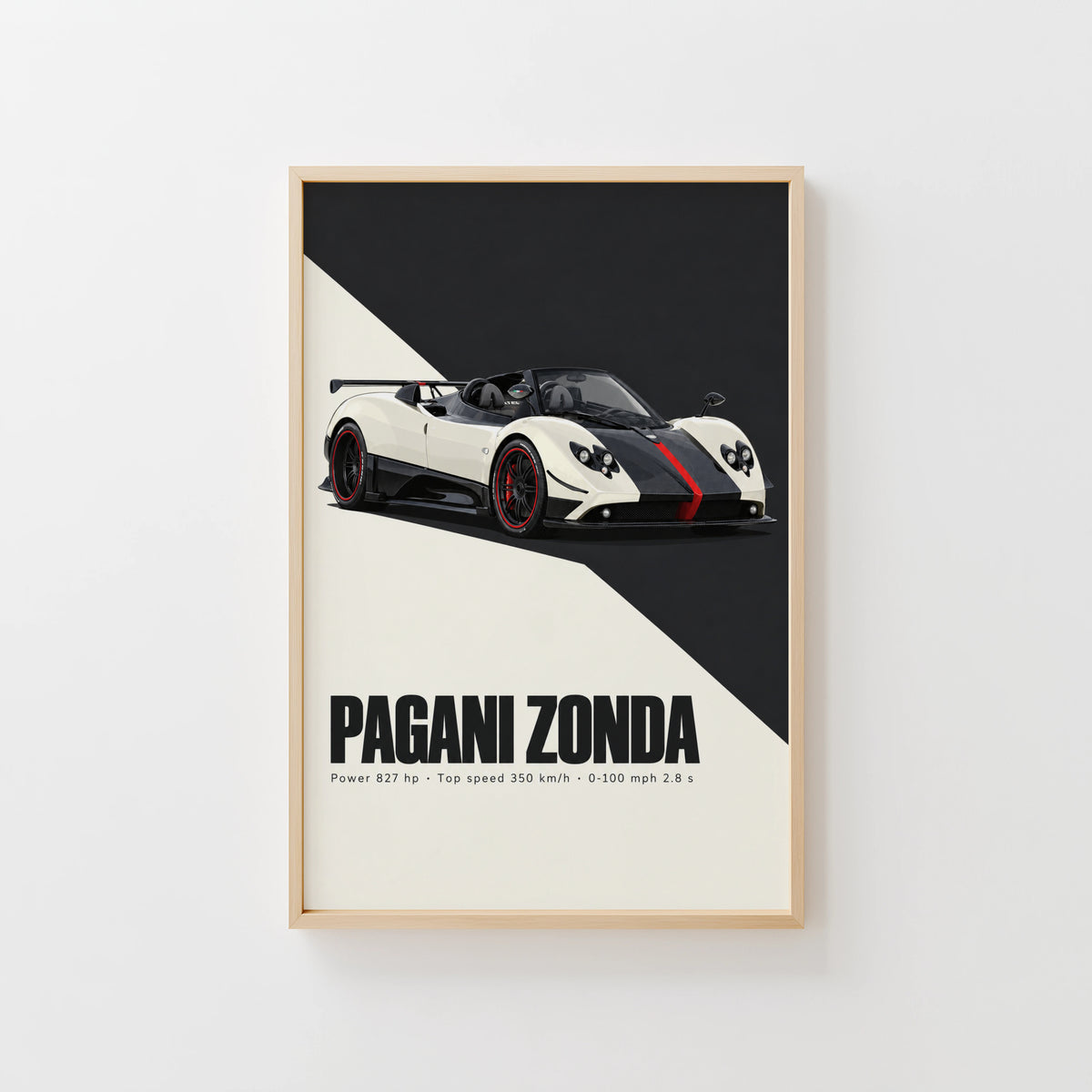 Vintage Pagani Zonda Print, Supercar Wall Art